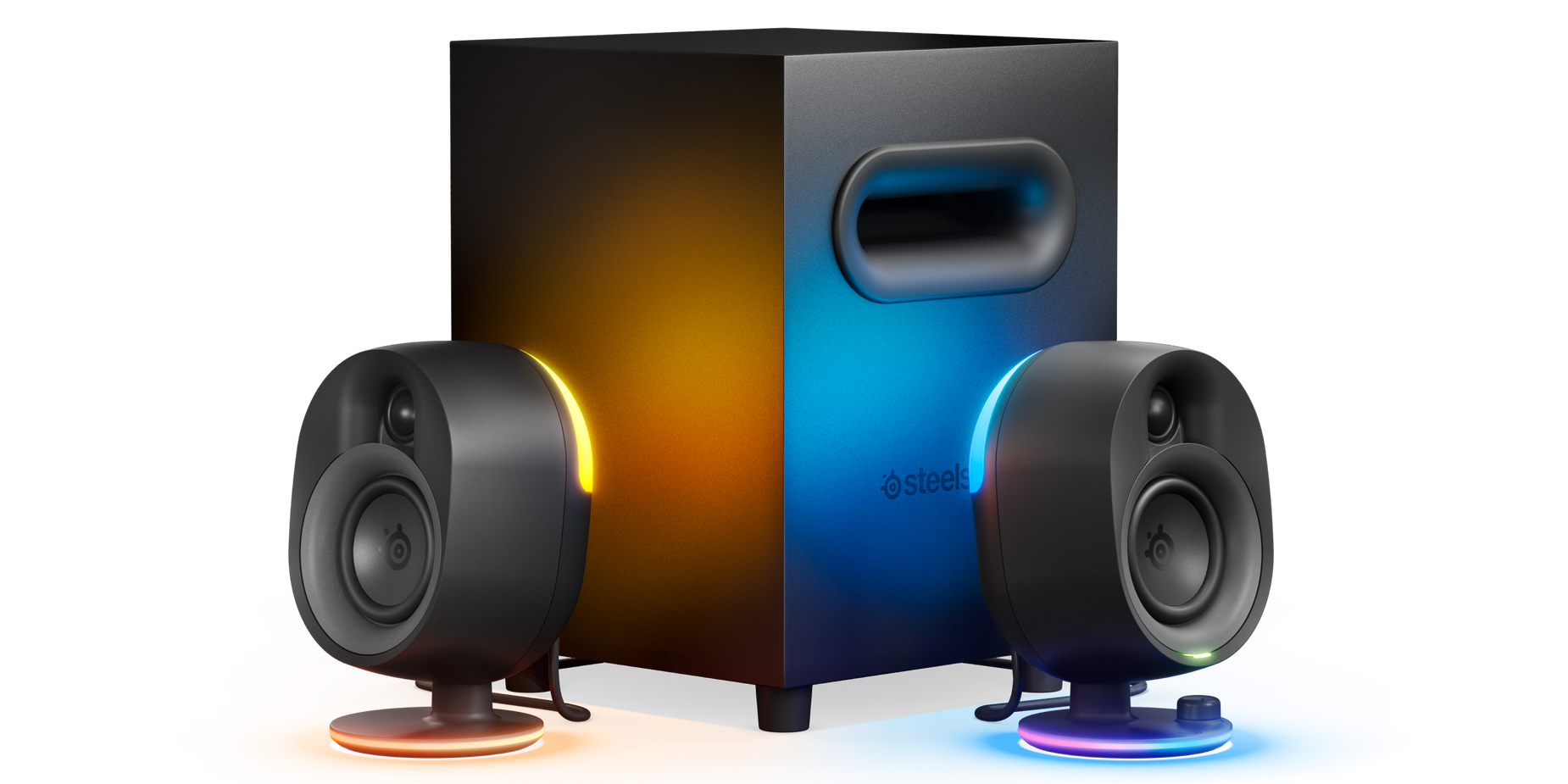 
 The Arena 7 speakers and subwoofer.
 
