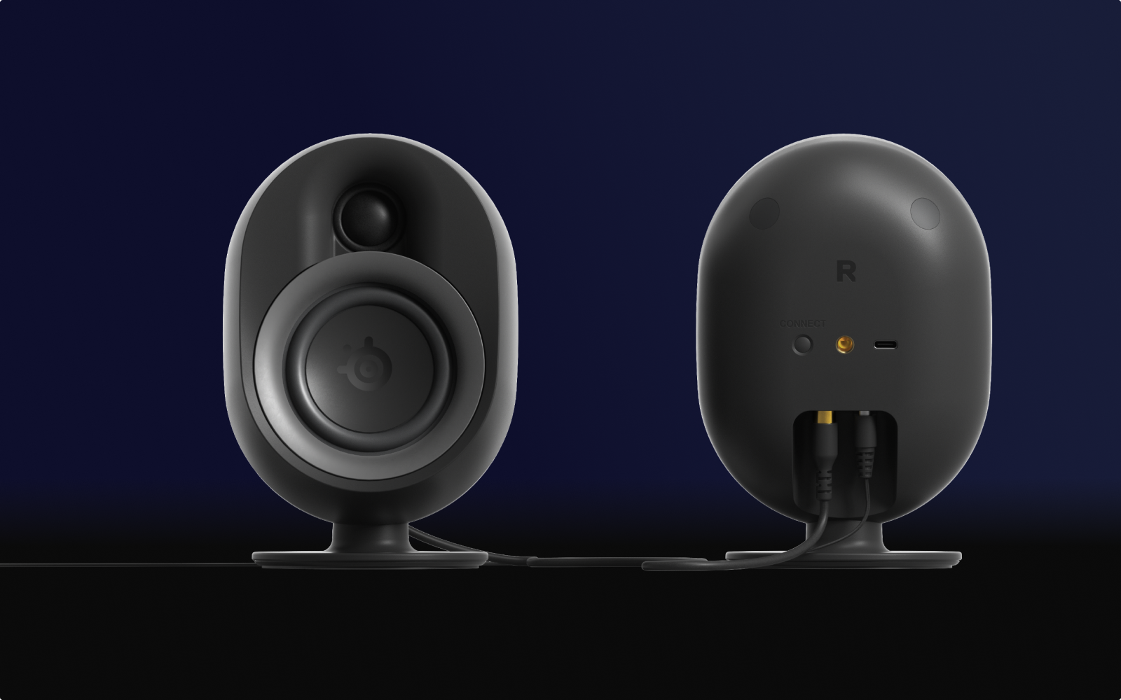 A direct shot of the Arena 9 wireless rear speakers.